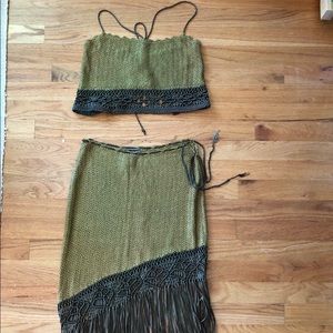 Hernan Zajar hand crocheted top and skirt